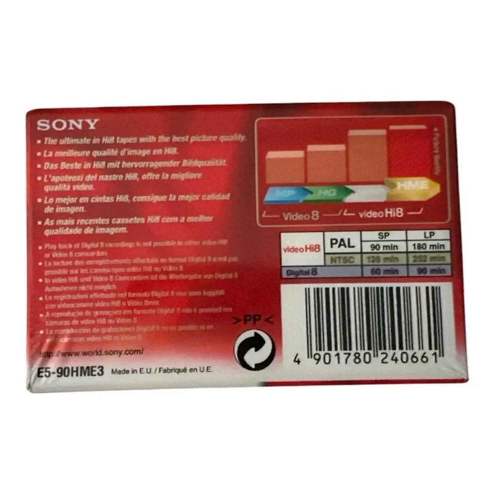 SONY 90min Hi8 Digital 8 Camcorder Video Cassette E5-90HME2 New Sealed